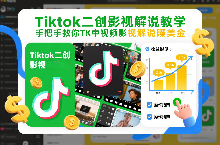 Tiktok二创影视解说教学，手把手教你TK中视频影视解说賺美金(更新26年1月)-轻资本网