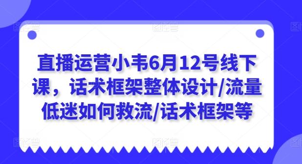 直播运营小韦6月12号线下课，话术框架整体设计/流量低迷如何救流/话术框架等-轻资本网