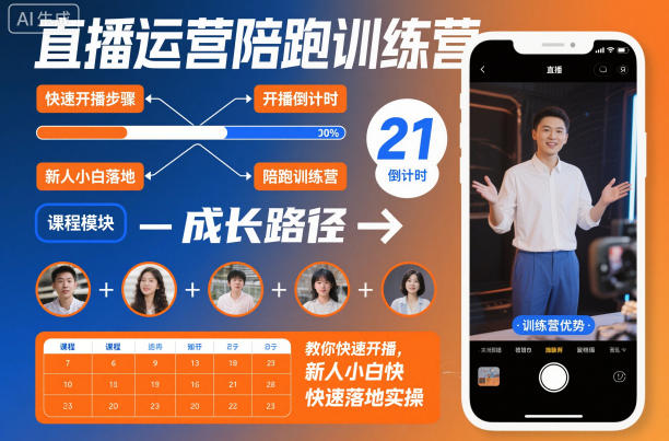 直播运营陪跑训练营，教你快速开播，新人小白快速落地实操-轻资本网