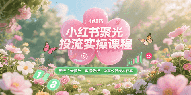 小红书聚光投流实操课程，聚光广告投放、数据分析、做高效低成本获客-轻资本网