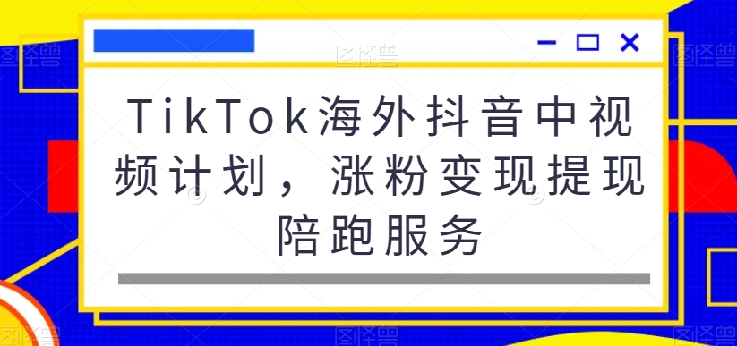 TikTok海外抖音中视频计划，涨粉变现提现陪跑服务-轻资本网