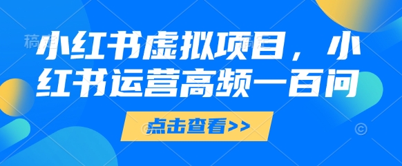 小红书虚拟项目，小红书运营高频一百问【文档】-轻资本网