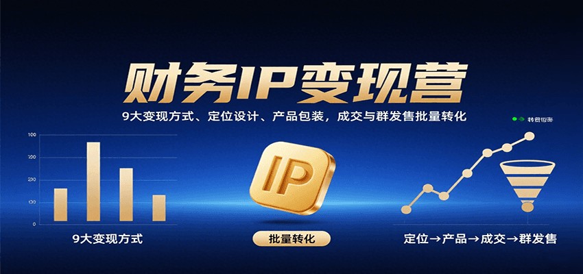 财务IP变现营：9大变现方式、定位设计、产品包装，成交与群发售批量转化-轻资本网