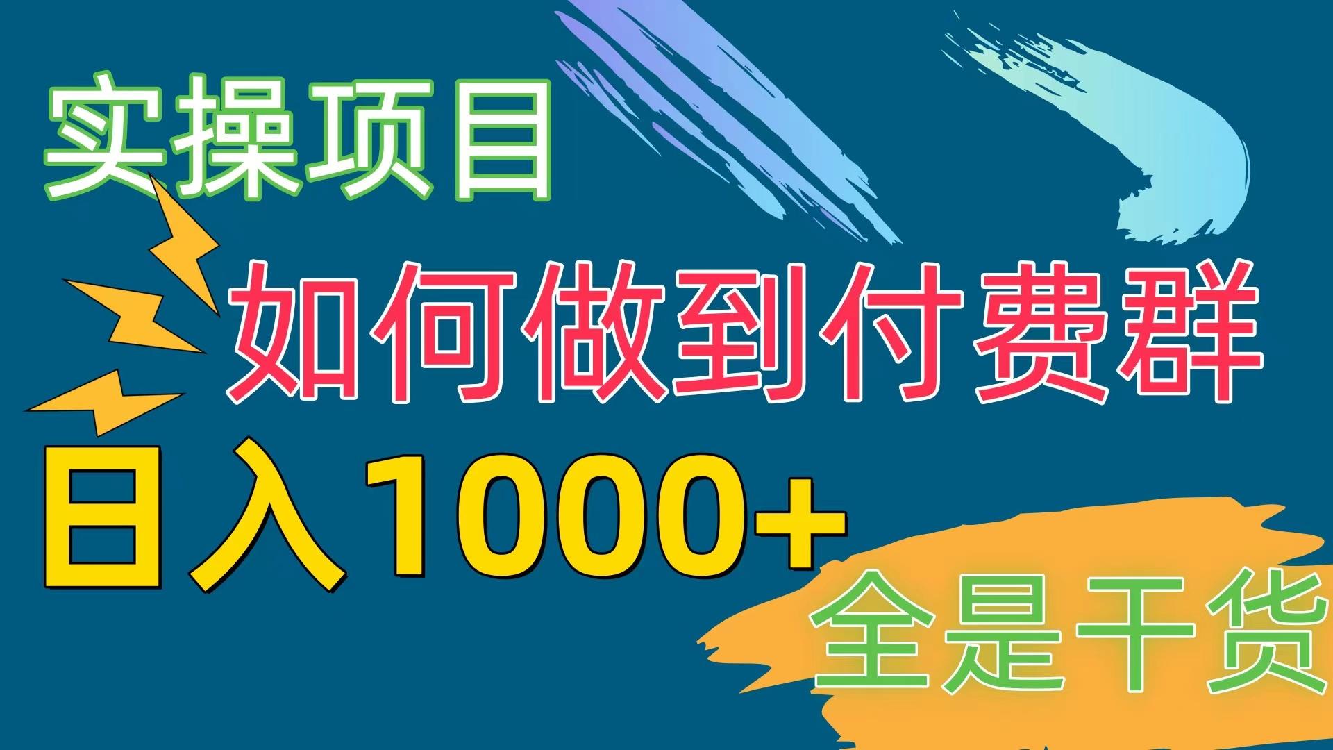 [实操项目]付费群赛道，日入1000+-轻资本网