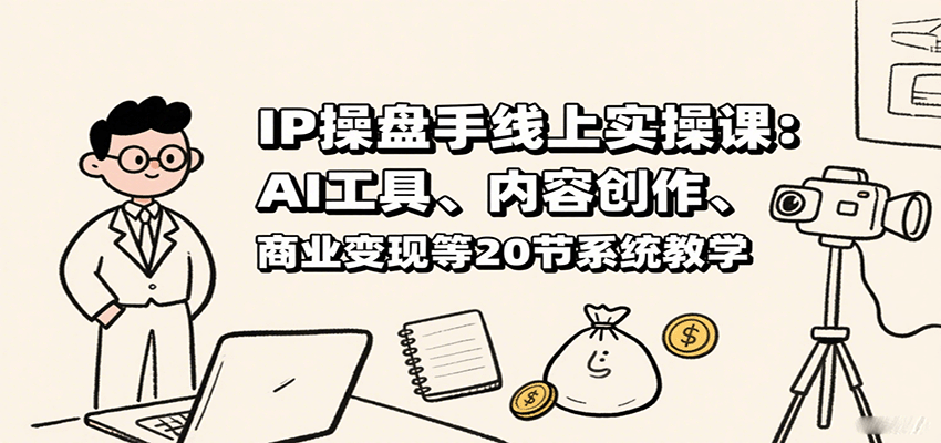 IP操盘手线上实操课：AI工具、内容创作、商业变现等20节系统教学-轻资本网