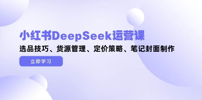 小红书DeepSeek运营课，选品技巧、货源管理、定价策略、笔记封面制作-轻资本网