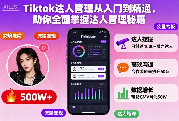 Tiktok达人管理从入门到精通，助你全面掌握达人管理秘籍-轻资本网