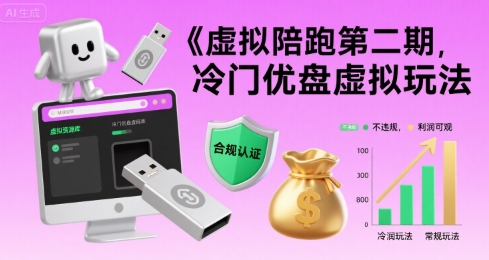 虚拟陪跑第二期，冷门优盘虚拟玩法，不违规，利润可观-轻资本网