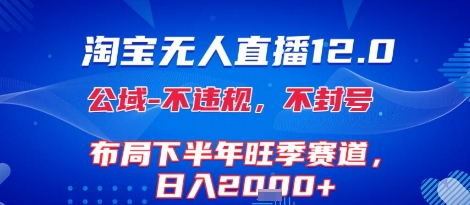 淘宝无人直播12.0，不封号，不违规，布局下半年旺季赛道，日入1k+(独家技术)【揭秘】-轻资本网