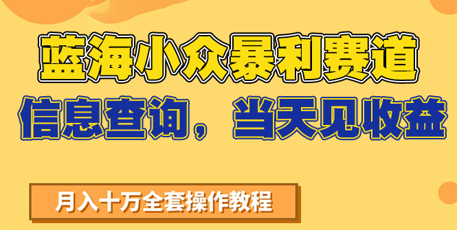 蓝海小众暴利赛道，信息查询，当天见收益，不讲玄学，7天搞了2万+-轻资本网