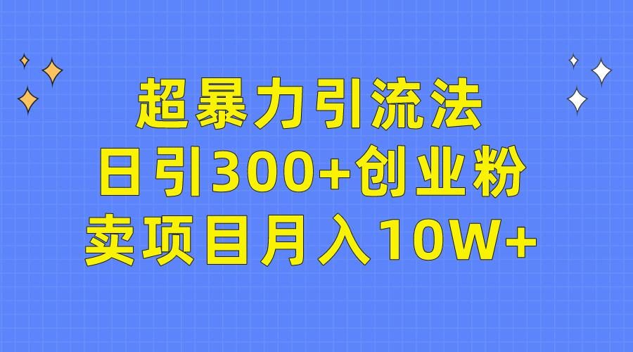 (9954期)超暴力引流法，日引300+创业粉，卖项目月入10W+-轻资本网