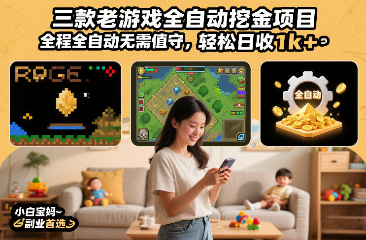 三款老游戏全自动挖金项目，全程全自动无需值守，轻松日收1k+，小白宝妈副业首选【揭秘】-轻资本网