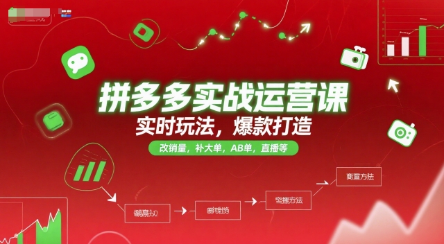 拼多多实战运营课，实时玩法，爆款打造，改销量，补大单，AB单，直播等(更新2025月)-轻资本网
