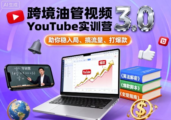 跨境油管视频YouTube实训营3.0，助你稳入局、搞流量、打爆款-轻资本网