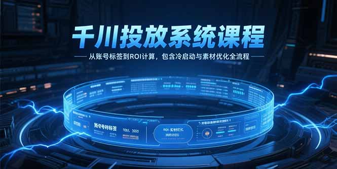 千川投放系统课程，从账号标签到ROI计算，包含冷启动与素材优化全流程-轻资本网