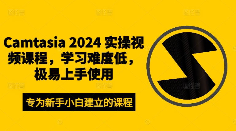Camtasia 2024 实操视频课程，学习难度低，极易上手使用-轻资本网