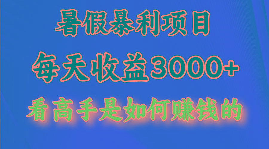 暑假暴利项目，每天收益3000+ 努努力能达到5000+，暑假大流量来了-轻资本网