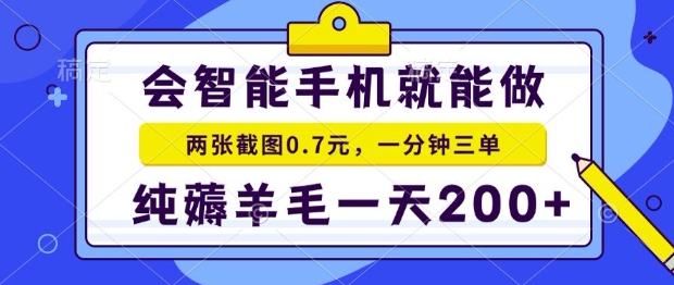 2025年零撸手机项目，二十秒一单，纯薅羊毛，一天200+做就有【揭秘】-轻资本网