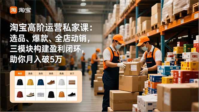 淘宝高阶运营私家课：选品、爆款、全店动销，三模块构建盈利闭环，助你月入破5万(更新12月-轻资本网