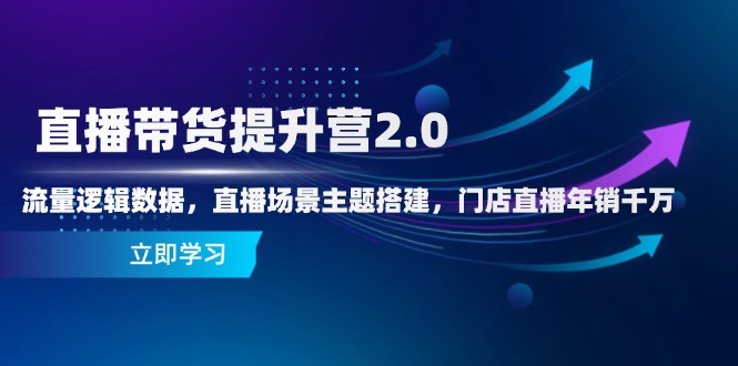直播带货提升营2.0：流量逻辑数据，直播场景主题搭建，门店直播年销千万-轻资本网