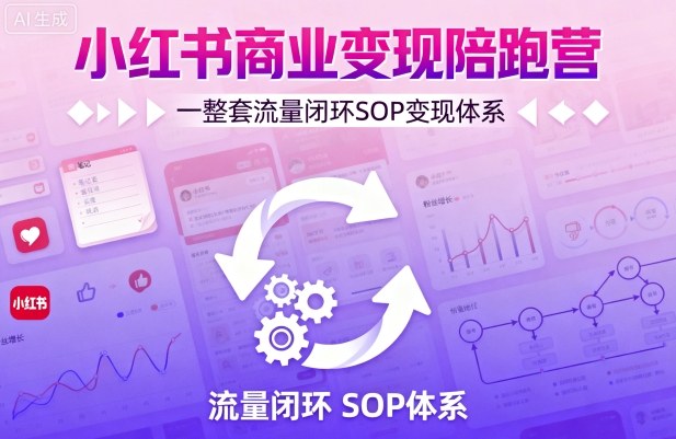 小红书商业变现陪跑营，轻IP矩阵 私域获客 聚光投流，一整套流量闭环SOP变现体系-轻资本网