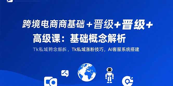 跨境电商基础+晋级+高级课：基础概念解析,Tk私域涨粉技巧,AI客服系统搭建-轻资本网