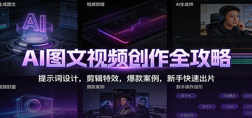 AI图文视频创作全攻略：提示词设计，剪辑特效，爆款案例，新手快速出片-轻资本网