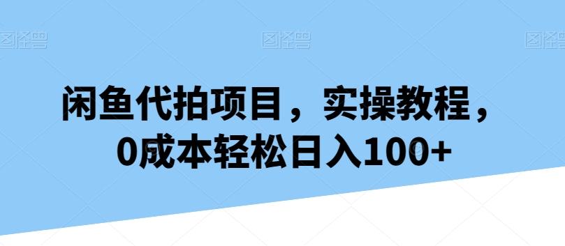 闲鱼代拍项目，实操教程，0成本轻松日入100+-轻资本网