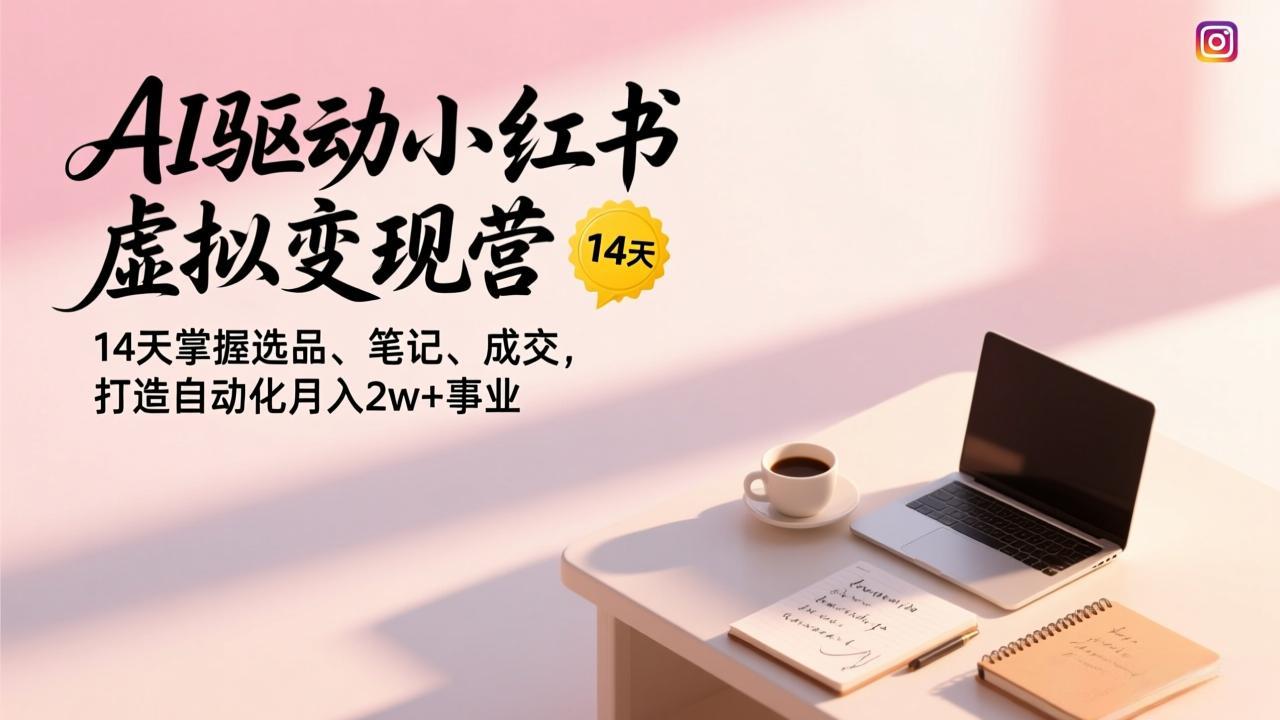 AI驱动小红书虚拟变现营，14天掌握选品、笔记、成交，打造自动化月入2w+事业-轻资本网