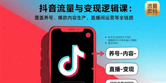 抖音流量与变现逻辑课：覆盖养号、爆款内容生产、直播间运营等全链路-轻资本网