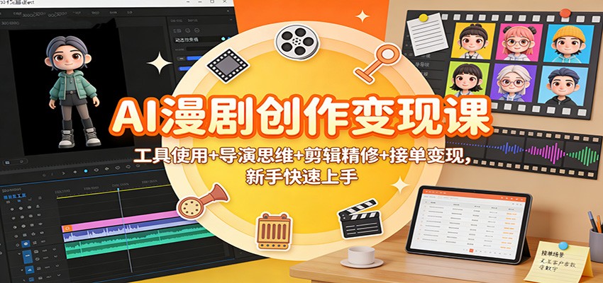 AI漫剧创作变现课：工具使用+导演思维+剪辑精修+接单变现，新手快速上手-轻资本网