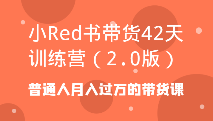 小Red书带货42天训练营(2.0版)普通人月入过万的带货课-轻资本网