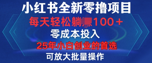 小红书全新纯零撸项目，只要有号就能玩，可放大批量操作，轻松日入100+【揭秘】-轻资本网