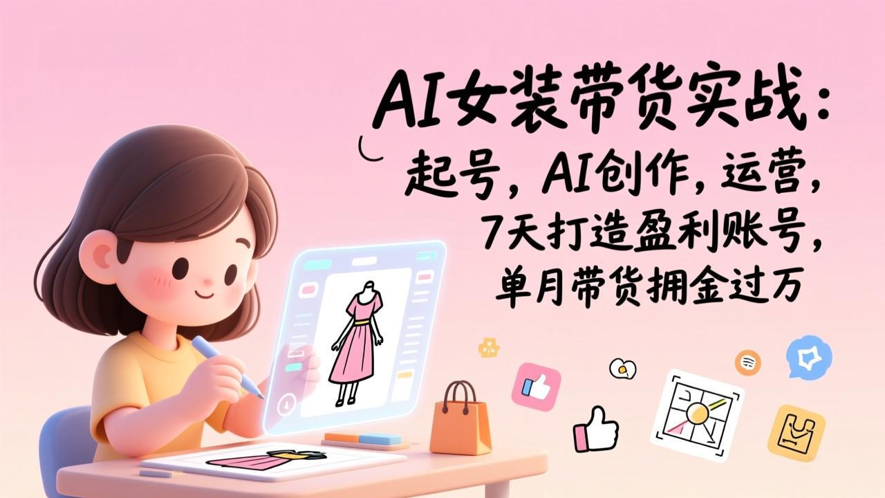 AI女装带货实战：起号，AI创作，运营，7天打造盈利账号，单月带货佣金过万-轻资本网