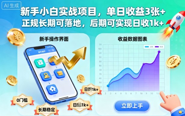 新手小白实战项目，单日收益3张+，正规长期可落地，后期可实现日收1k+【揭秘】-轻资本网