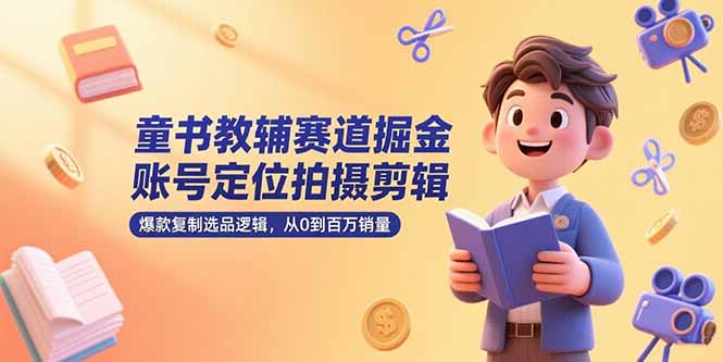 童书教辅赛道掘金，账号定位拍摄剪辑，爆款复制选品逻辑，从0到百万销量-轻资本网
