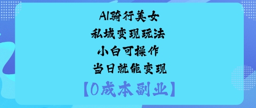 AI骑行美女私域变现玩法小白可操作当日就能变现-轻资本网
