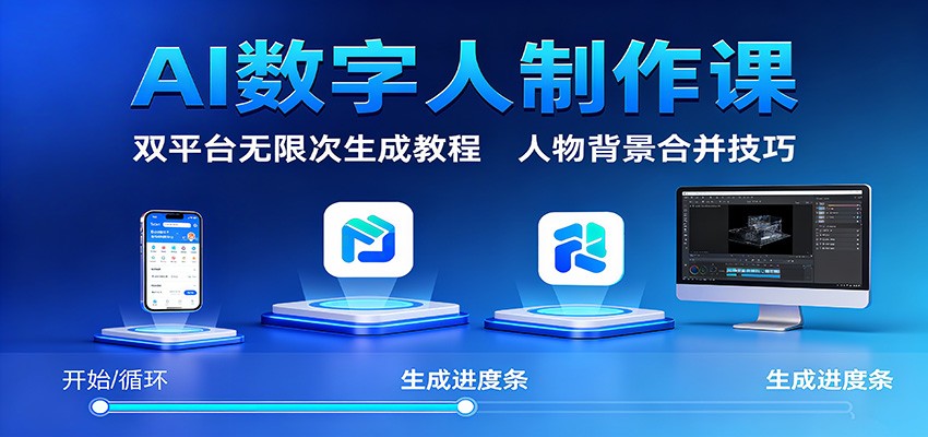 AI数字人制作课：双平台无限次生成教程，人物背景合并技巧-轻资本网