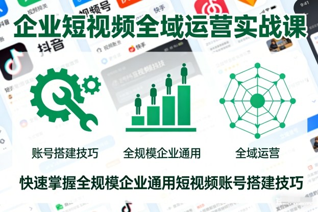 企业短视频全域运营实战课，快速掌握全规模企业通用短视频账号搭建技巧-轻资本网