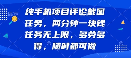 纯手机项目评论截图任务，两分钟一块钱 任务无上限多劳多得，随时随地都能做【揭秘】-轻资本网