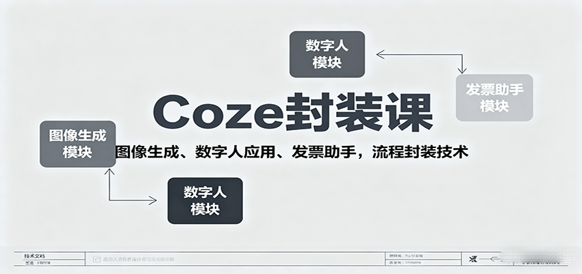 Coze封装课,图像生成、数字人应用、发票助手,流程封装技术-轻资本网