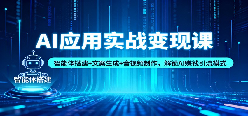 AI应用实战变现课：智能体搭建+文案生成+音视频制作，解锁AI赚钱引流模式-轻资本网