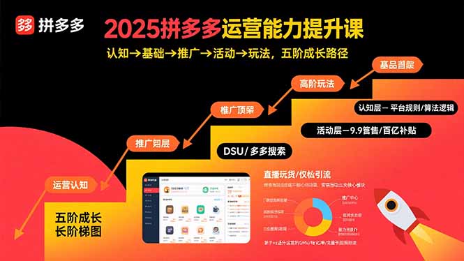 2025拼多多运营能力提升课：认知→基础→推广→活动→玩法，五阶成长路径-轻资本网