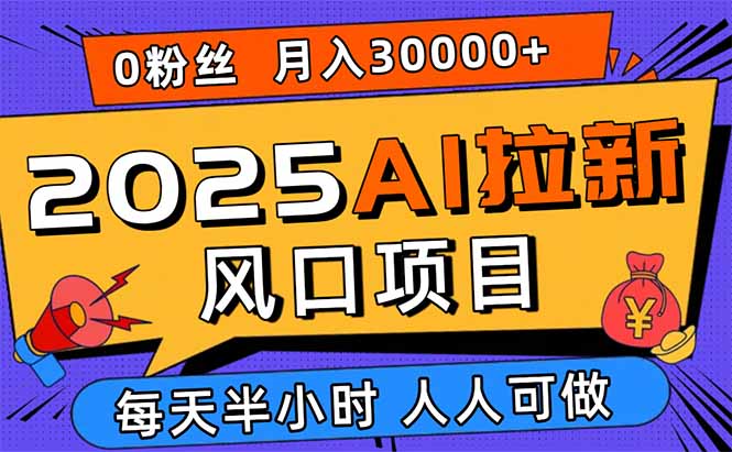 2025AI拉新风口项目，0粉0基础月入30000+新手小白轻松学会-轻资本网