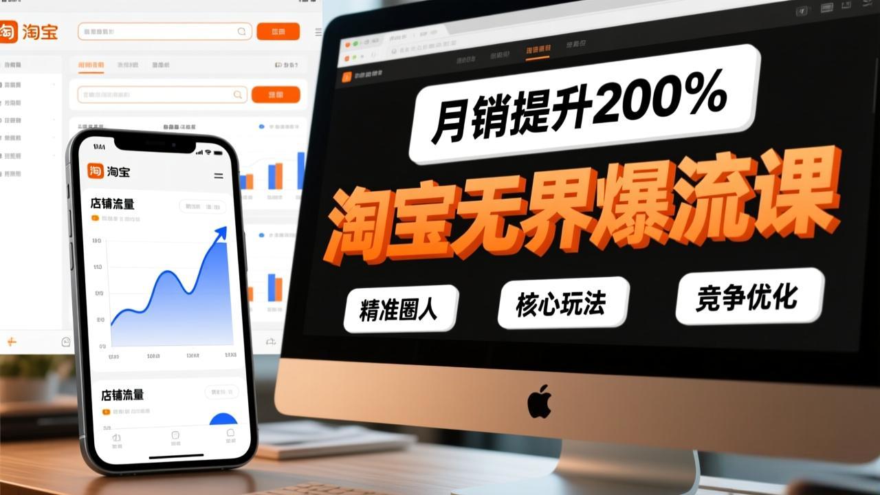 淘宝无界爆流课，精准圈人、核心玩法、竞争优化，快速引爆店铺流量，月销提升200%-轻资本网