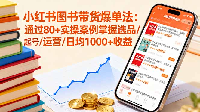 小红书图书带货爆单法：通过80+实操案例掌握选品/起号/运营/日均1000+收益-轻资本网