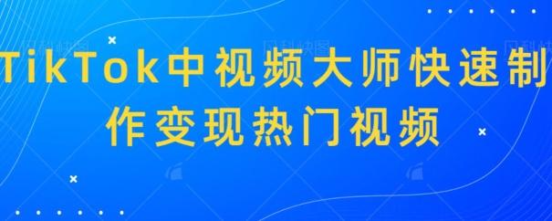 TikTok中视频大师快速制作变现热门视频-轻资本网