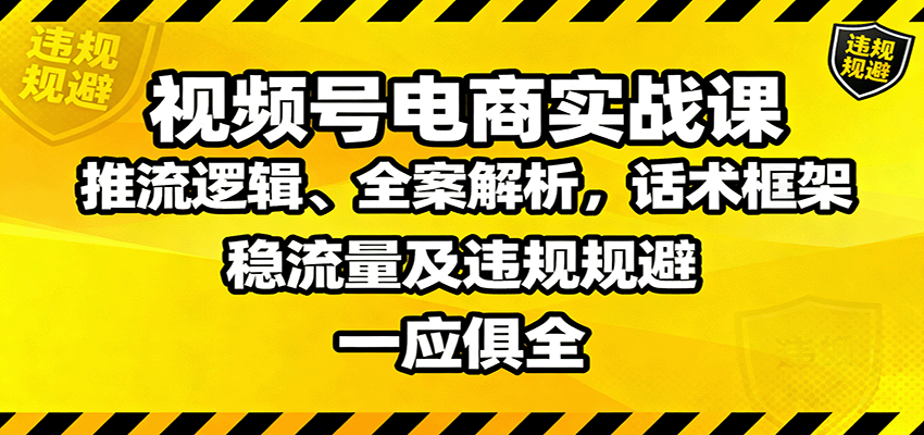 视频号电商实战课：推流逻辑、全案解析，话术框架，稳流量及违规规避等-轻资本网