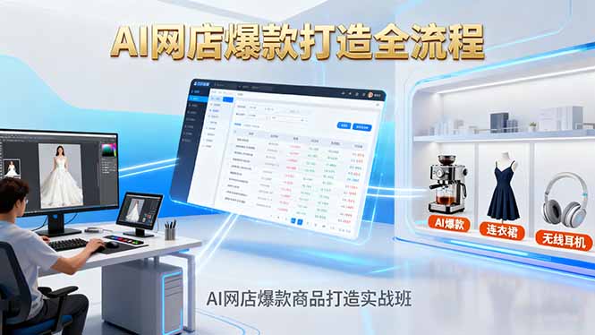 AI网店爆款商品打造实战班：AI技术实现商品图智能处理，快速搭建AI网店-轻资本网