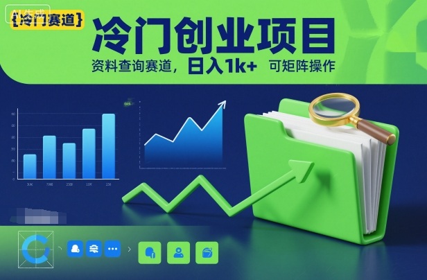 冷门创业项目，资料查询赛道，日入1k+，可矩阵操作-轻资本网